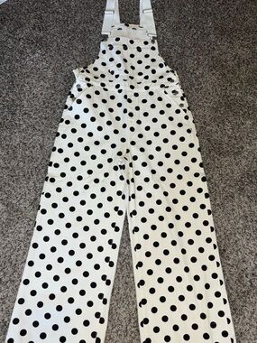 Cider White Polka Dot Overalls with Black Spots